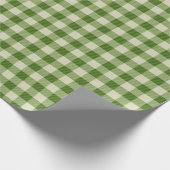 ファームハウス素朴グリーンバッファローチェックギフト ラッピングペーパー (角)