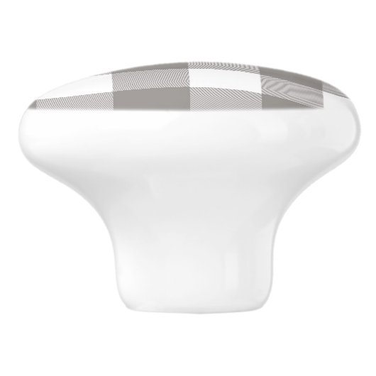 ファームハウス素朴グレイ&ホワイトバッファロープレイドスクエア セラミックノブ (側面)