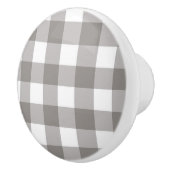 ファームハウス素朴グレイ&ホワイトバッファロープレイドスクエア セラミックノブ (右)