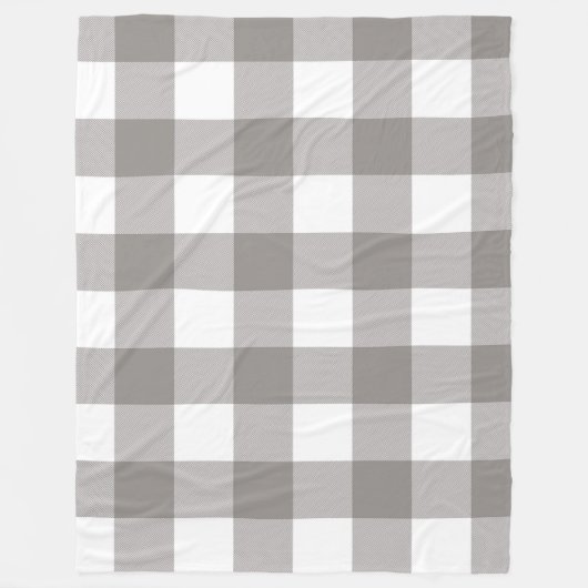 ファームハウス素朴グレイ&ホワイトバッファロープレイドスクエア フリースブランケット (正面)
