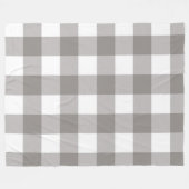 ファームハウス素朴グレイ&ホワイトバッファロープレイドスクエア フリースブランケット (正面(横))