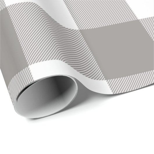 ファームハウス素朴グレイ&ホワイトバッファロープレイドスクエア ラッピングペーパー (ロールコーナー)