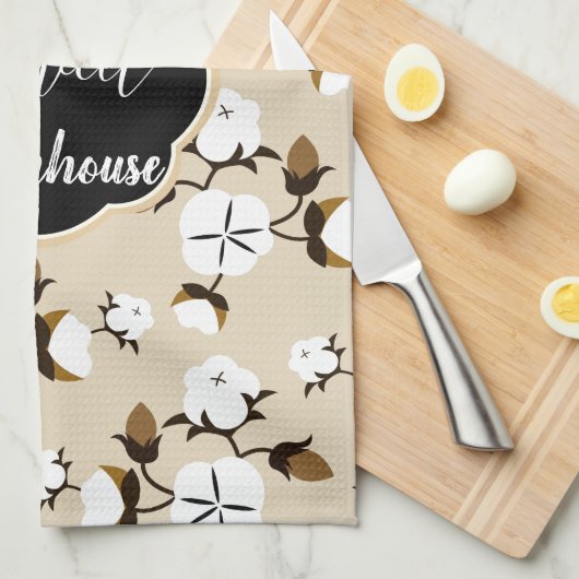 ファームハウス素朴スウィートファームハウスコットンフラワーズ キッチンタオル (四つ折り)