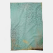 ファームハウス素朴スタイルアンティークティール（緑がかった色）フェイクレース キッチンタオル (縦)