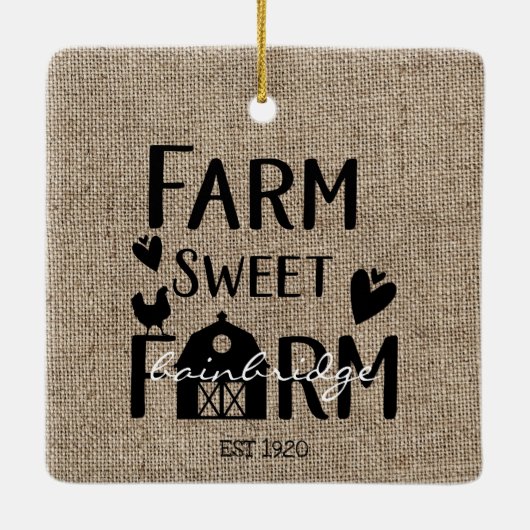 ファームハウス素朴スタイルクリパーソナライズされたスマス セラミックオーナメント (裏面)