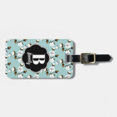 ファームハウス素朴スタイルコットンフラワーズ&ティール(緑がかった色) ラゲッジタグ (正面横)