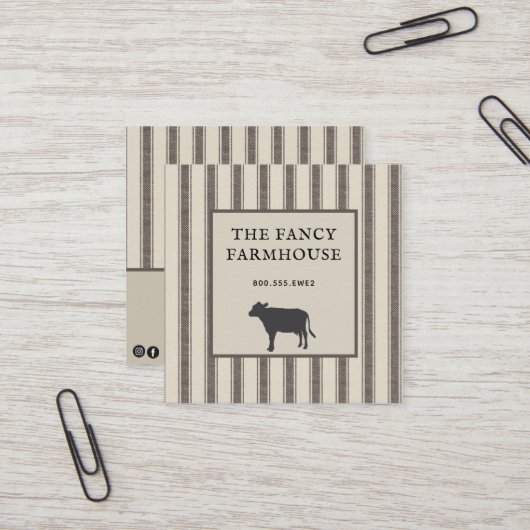 ファームハウス素朴スタイルチッキングスクエアビジネス スクエア名刺 (正面/裏面インサイチュ)