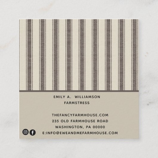 ファームハウス素朴スタイルチッキングスクエアビジネス スクエア名刺 (裏面)