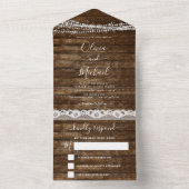 ファームハウス素朴ストリングライツレースウェディングRSVP オールインワン招待状 (内側)