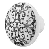 ファームハウス素朴タイルパターン白黒デコール セラミックノブ (右)