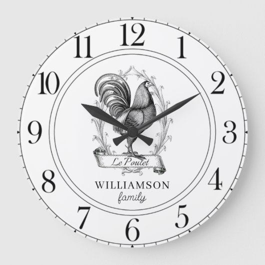 ファームハウス素朴チキンズファミリー名大時計 ラージ壁時計 (正面)