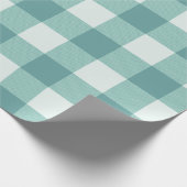 ファームハウス素朴ティール（緑がかった色）ホワイトバッファロープレイドスクウェア ラッピングペーパー (角)