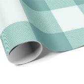 ファームハウス素朴ティール（緑がかった色）ホワイトバッファロープレイドスクウェア ラッピングペーパー (ロールコーナー)