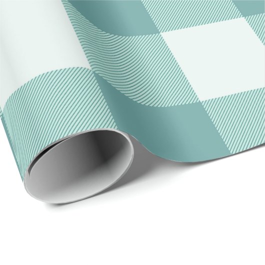 ファームハウス素朴ティール（緑がかった色）ホワイトバッファロープレイドスクウェア ラッピングペーパー (ロールコーナー)