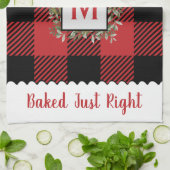 ファームハウス素朴バッファローチェックモノグラムクリスマス キッチンタオル (折り畳み)