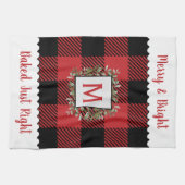 ファームハウス素朴バッファローチェックモノグラムクリスマス キッチンタオル (横)