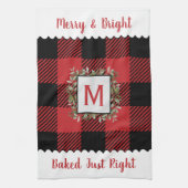 ファームハウス素朴バッファローチェックモノグラムクリスマス キッチンタオル (縦)