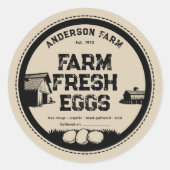 ファームハウス素朴バーンフレッシュエッグラベルステッカー ラウンドシール (正面)