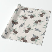 ファームハウス素朴ピネコーンクリスマスラッピング紙 ラッピングペーパー (アンロールド)