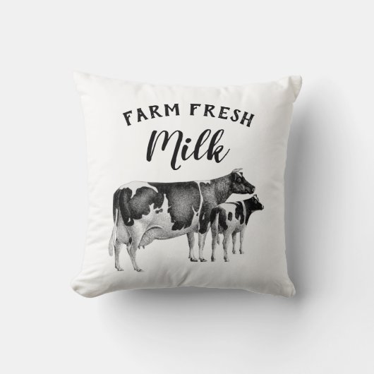 ファームハウス素朴ファームフレッシュミルクカウカーフ |白 クッション (正面)