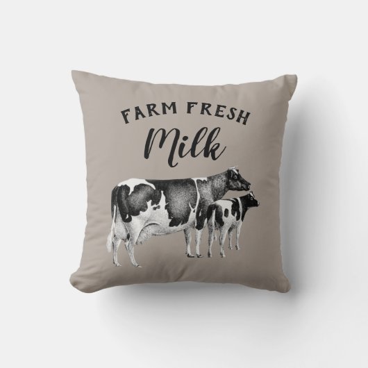 ファームハウス素朴ファームフレッシュミルクカウカーフ | Taupe クッション (正面)