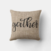 ファームハウス素朴ブラウンサッキングバーラップギャザー クッション (裏面)