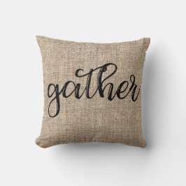 ファームハウス素朴ブラウンサッキングバーラップギャザー クッション