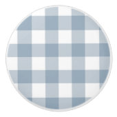 ファームハウス素朴ブルーグレーバッファロープレイドスクエア セラミックノブ (正面)