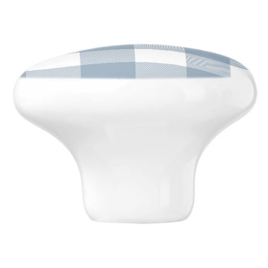 ファームハウス素朴ブルーグレーバッファロープレイドスクエア セラミックノブ (側面)