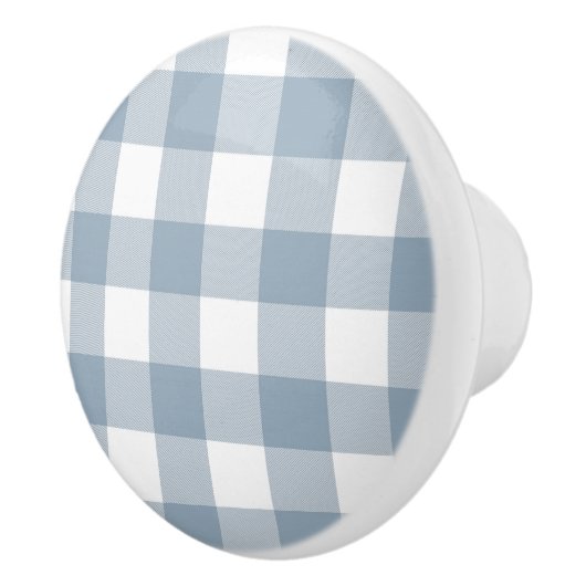 ファームハウス素朴ブルーグレーバッファロープレイドスクエア セラミックノブ (右)