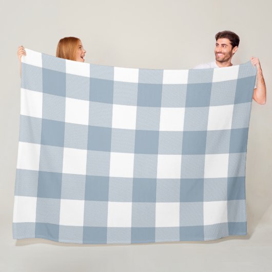 ファームハウス素朴ブルーグレーバッファロープレイドスクエア フリースブランケット (インサイチュ)