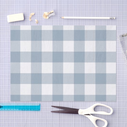 ファームハウス素朴ブルーグレーバッファロープレイドスクエア 薄葉紙 (クラフト)