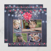 ファームハウス素朴ブルーバーンウッドクリスマス5写真 シーズンカード (正面/裏面)