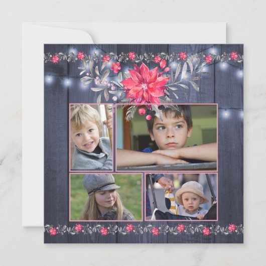 ファームハウス素朴ブルーバーンウッドクリスマス5写真 シーズンカード (正面)