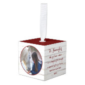 ファームハウス素朴ミニマリストホースペット2写真 キューブオーナメント (正面アングル)