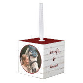 ファームハウス素朴ミニマリストホースペット2写真 キューブオーナメント (裏面アングル)