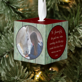 ファームハウス素朴ミニマリストホースペット2写真 キューブオーナメント