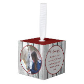 ファームハウス素朴ミニマリストホースペット2写真 キューブオーナメント (正面アングル)