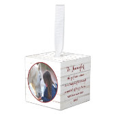 ファームハウス素朴ミニマリストホースペット2写真 キューブオーナメント (正面アングル)