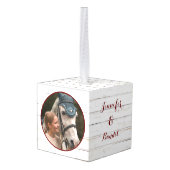 ファームハウス素朴ミニマリストホースペット2写真 キューブオーナメント (裏面アングル)