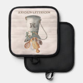 ファームハウス素朴モノグラムキッチン 鍋敷き (正面/裏面)