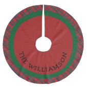 ファームハウス素朴レッドグリーンバッファロープレイドクリスマス ブラッシュドポリエステルツリースカート (正面)