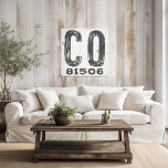 ファームハウス素朴州ジップコードコロラド キャンバスプリント<br><div class="desc">この素朴な看板はシンプル、家への愛を表す方法である。郵便番号はパーソナライズされた州内の任意の郵便番号で指定できる。贈り物素晴らしをする。Simple Farmhouse Pressによって作成。</div>