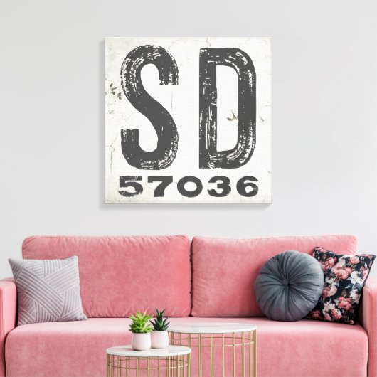 ファームハウス素朴州ジップコードサウスダコタ キャンバスプリント (インサイチュ (リビング))
