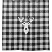 ファームハウス素朴白黒バッファローディアモノグラム シャワーカーテン (正面)