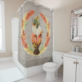 ファームハウス賛美ズグ素朴レーウッドパンプキンリース シャワーカーテン (インサイチュ)