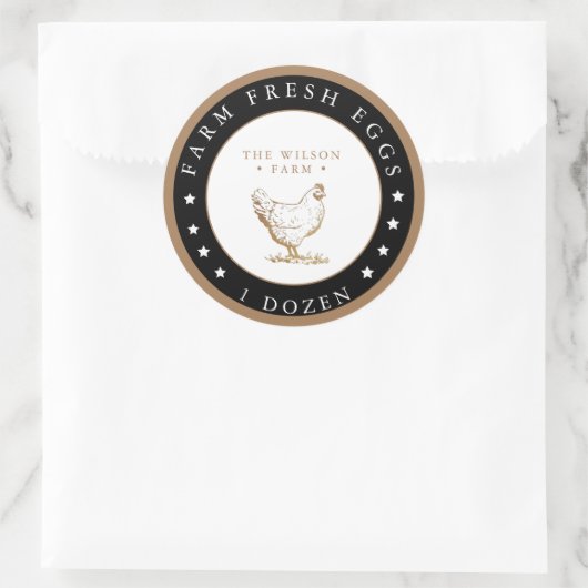ファームハウス金ゴールドスターズエッグカートンステッカー ラウンドシール (バッグ)