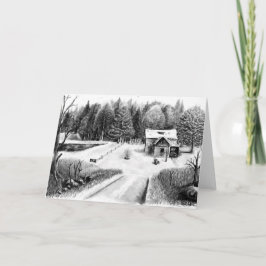 ファームハウス鉛筆スケッチグリーティングカ空白のード カード