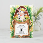 ファームハウス風カワイイ牛の誕生日 招待状 (スタンド正面)