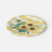 ファームハウス カントリー ひまわり イエロー チェック ペーパープレート (アングル)